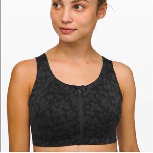 Lululemon Enlite Bra Zip Front Black Camo 34c